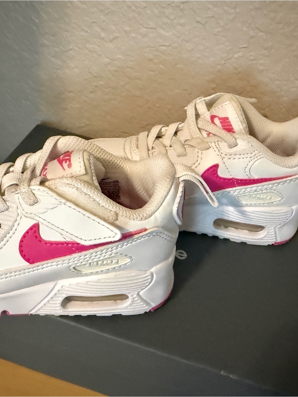 Nike Kids White Sneakers with Pink Swoosh